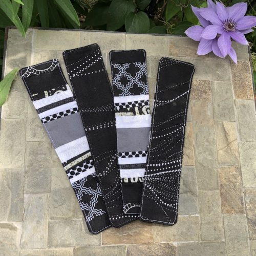 black and white quilted bookmarks